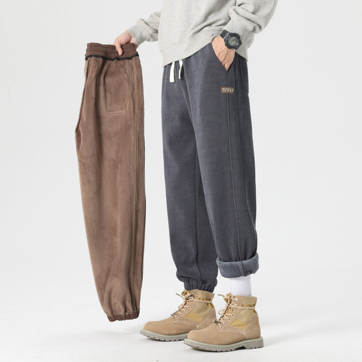 Herren komfortable Sweat-Jogginghose mit elastischem Kordelzug, vorgeformten Nähten und gerippten Bündchen Drune