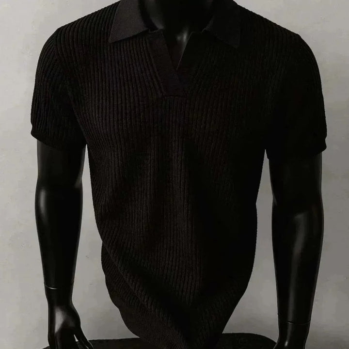Herren Modisches Strickpoloshirt mit V-Ausschnitt Drune