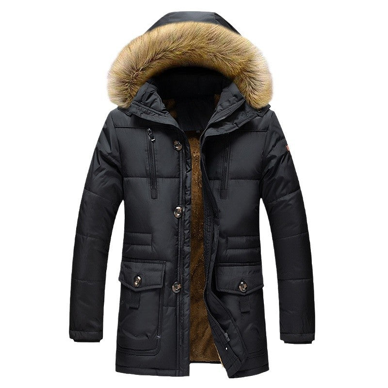Herren Urbaner Winterparka mit Doppelverschluss, pelzbesetzter Kapuze und multifunktionalen Utility‑Taschen Drune
