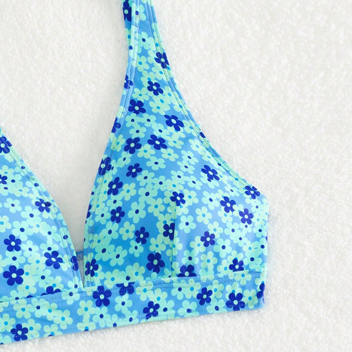 Damen Hochgeschnittener Bikini mit floralem Muster Drune