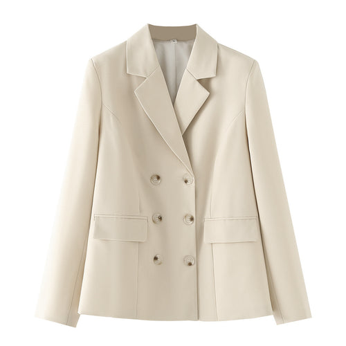 Damen nan leichter Doppelreiher-Blazer aus Strukturcrepe mit Pattentaschen und definierter Taillenform Drune