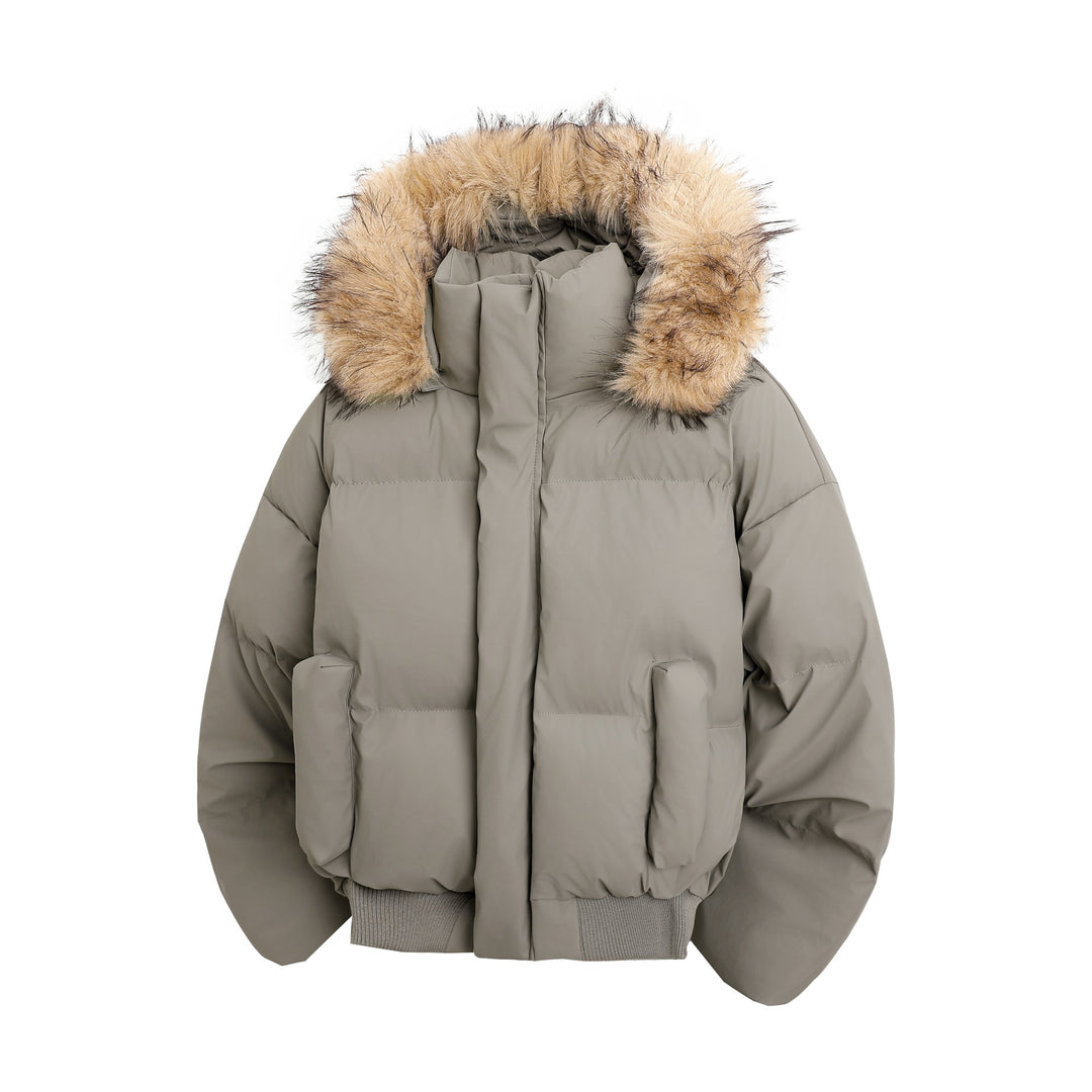 Damen modische Steppjacke mit kuscheligem Kunstfellbesatz und praktischen Taschen Drune