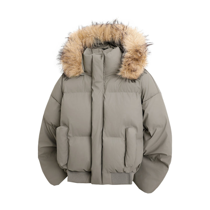 Damen modische Steppjacke mit kuscheligem Kunstfellbesatz und praktischen Taschen Drune