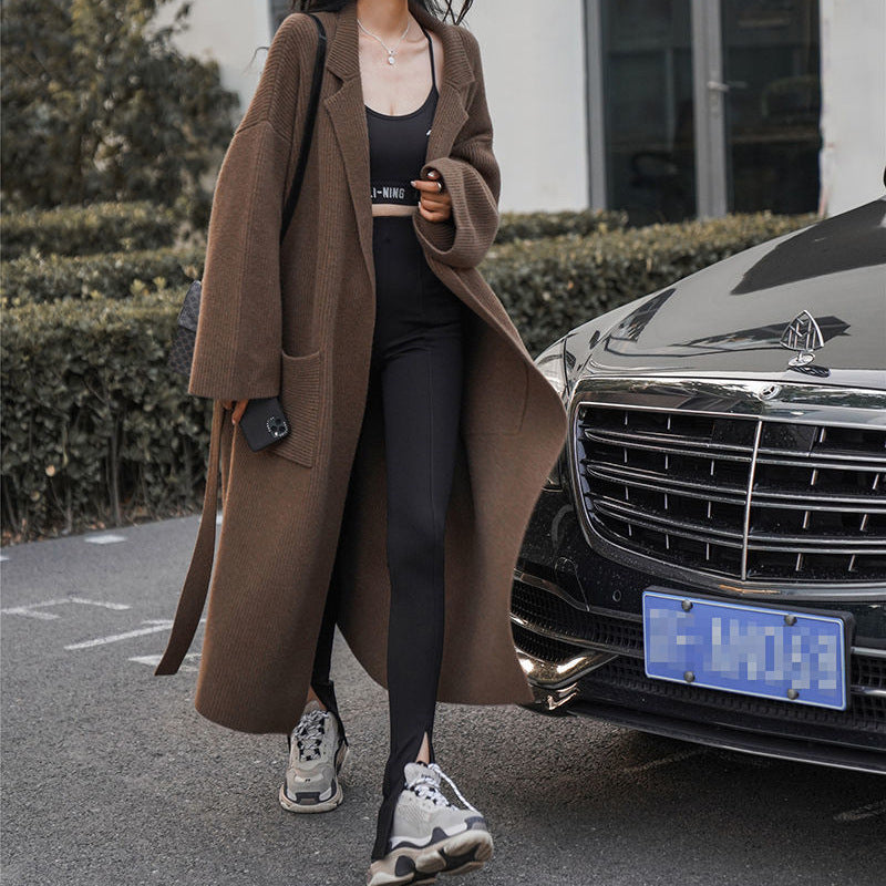 Damen Modische Langstrickjacke mit großzügigen Taschen und lässigem Schnitt Drune
