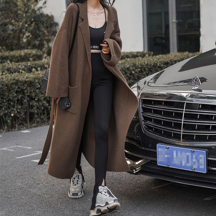 Damen Modische Langstrickjacke mit großzügigen Taschen und lässigem Schnitt Drune
