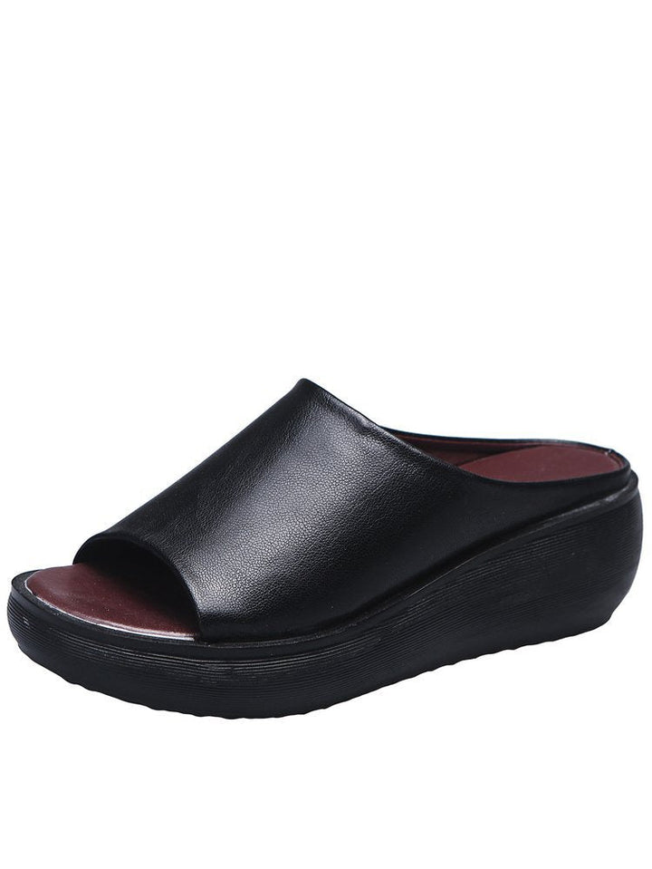 Damen Komfortable Plateau-Sandalen mit weichem Obermaterial und anatomischem Fußbett Drune