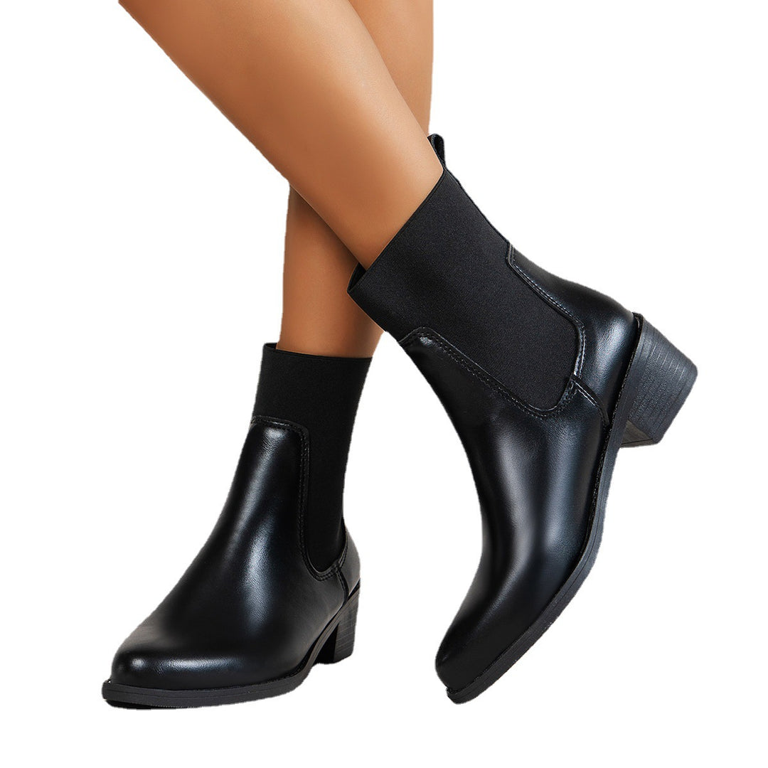 Damen Stiefeletten mit elastischem Schaft und komfortablem Blockabsatz Drune