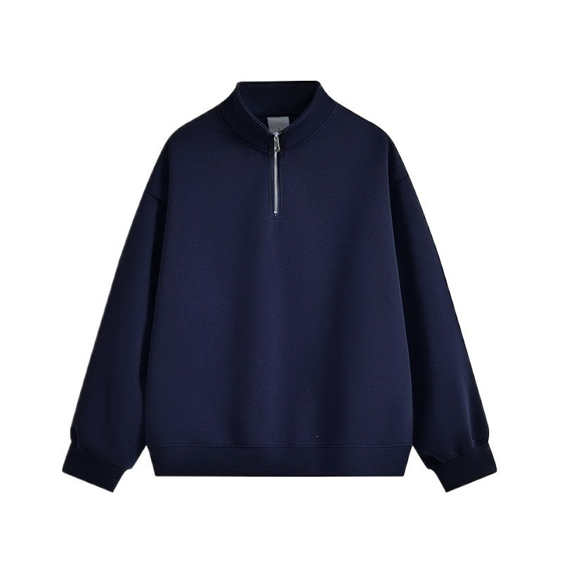 Unisex oversized Halbzip-Sweatshirt mit Stehkragen, Rippbündchen und weichem Fleece-Innenfutter Drune