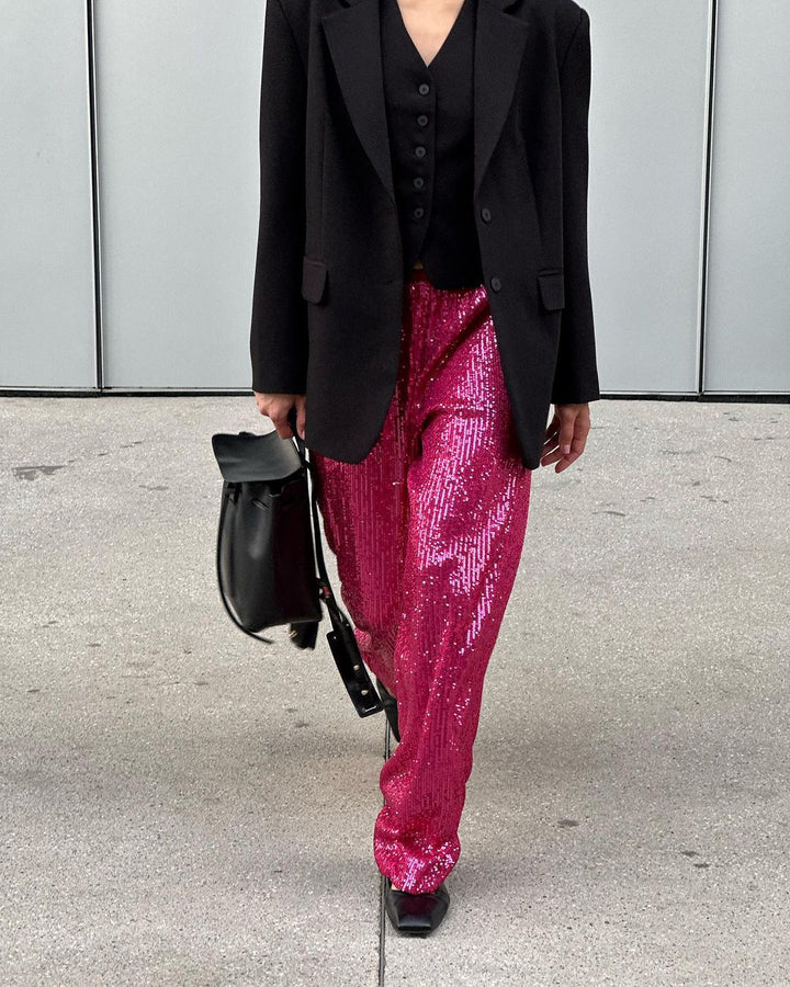 Damen Glitzernde Palazzo-Hose Drune