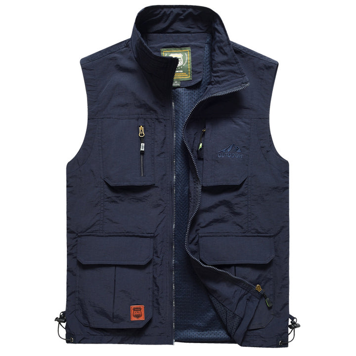 Herren Multifunktionale Outdoor‑Weste mit Mesh‑Futter, Mehrfach‑Taschen und verstellbarem Saum Drune