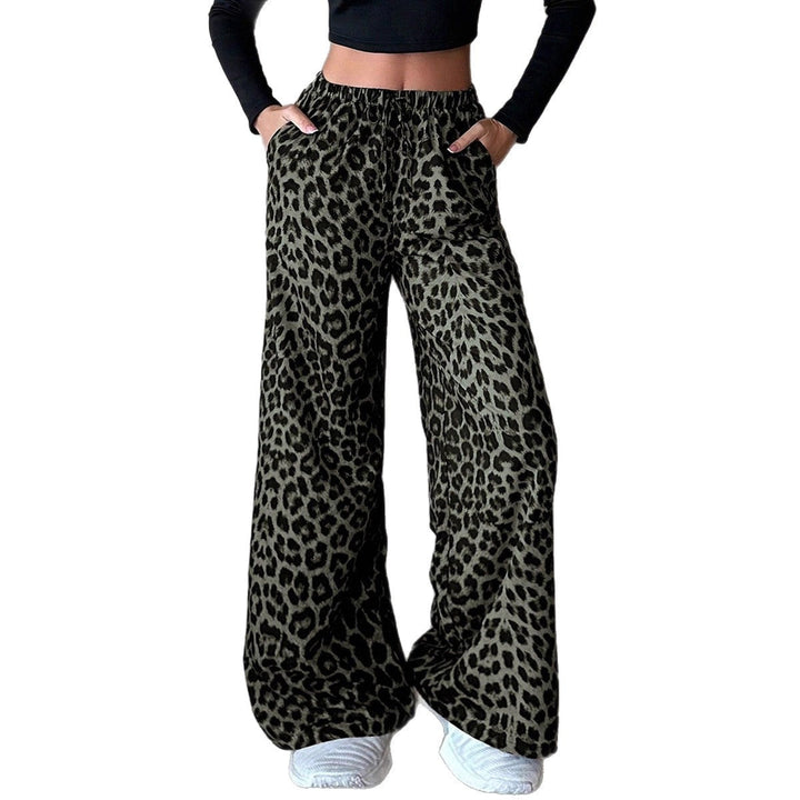 Damen Weite Palazzo-Hosen mit auffälligem Leopardenmuster Drune