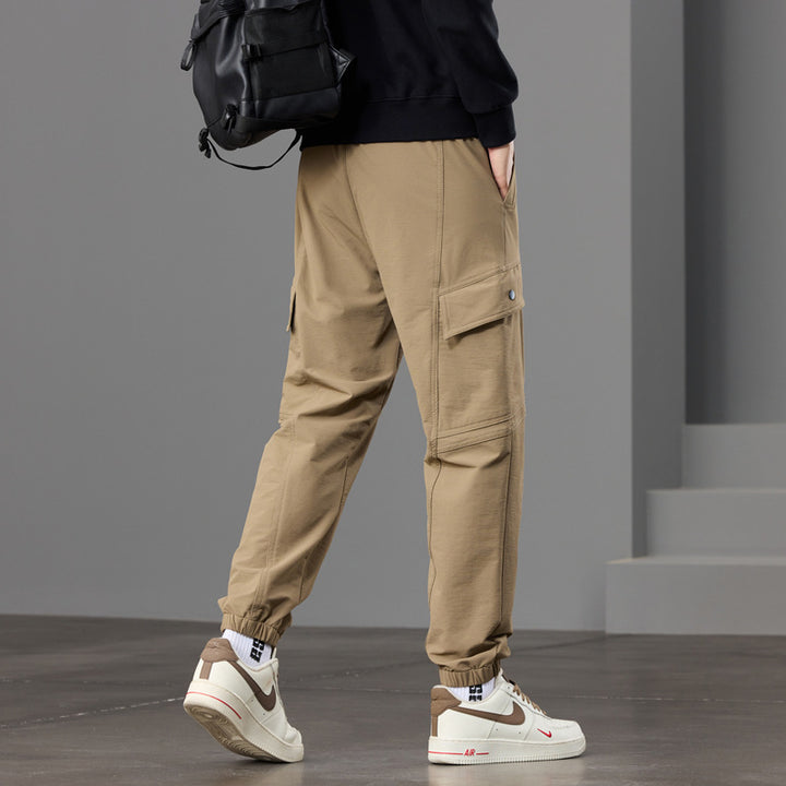 Herren Tapered Cargo-Joggerhose mit Knieeinsatz, Tunnelzugbund und Klappentaschen Drune