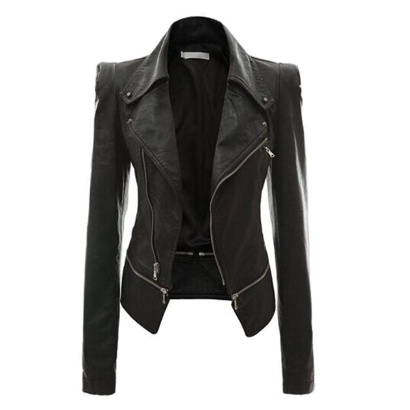 Damen Lederjacke mit asymmetrischem Reißverschluss und stilvollen Zipper-Details Drune