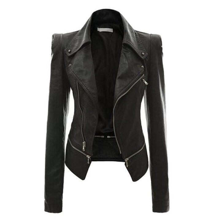 Damen Lederjacke mit asymmetrischem Reißverschluss und stilvollen Zipper-Details Drune