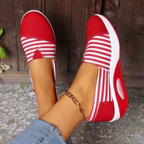 Damen Leichte Slip-On Sneakers mit Keilabsatz und gepolsterter Komfortsohle Drune