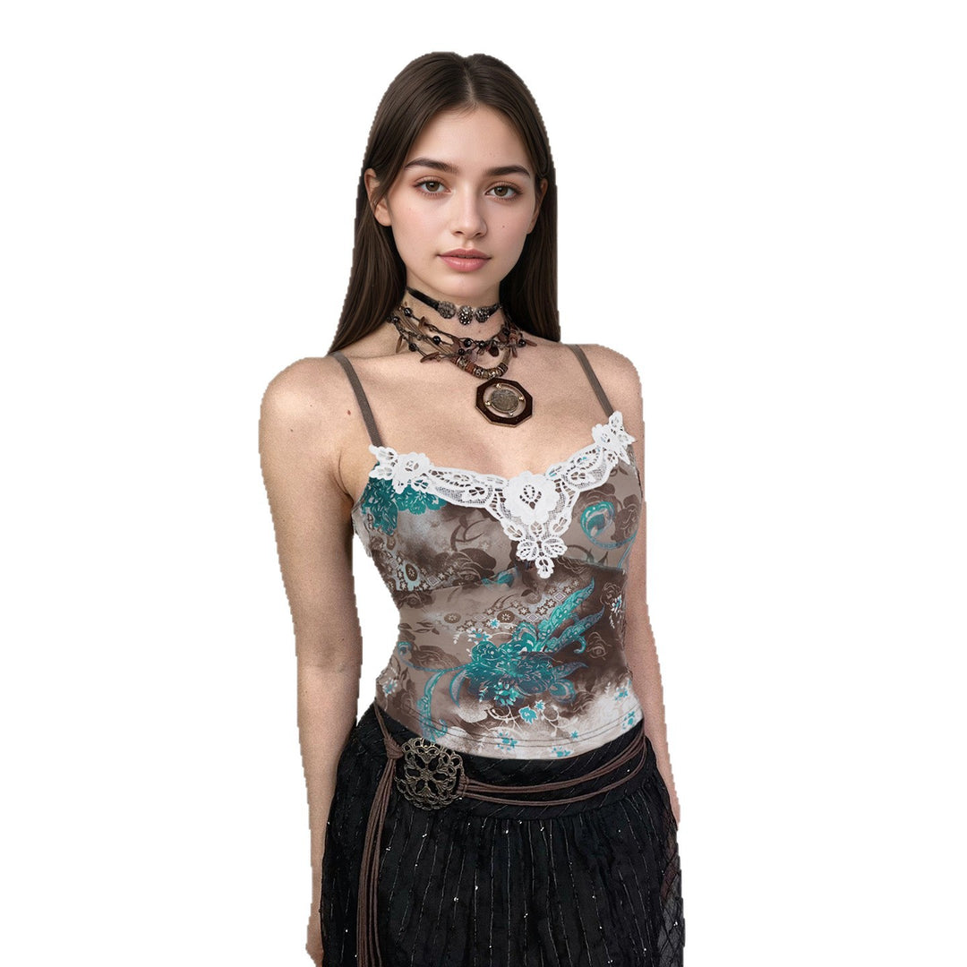 Damen Spitzen-Top mit floralem Design und eleganter Häkelborte Drune