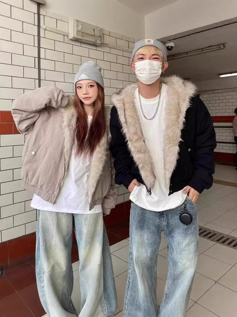 Drune | Parka Jacke Kapuze Kordel Fellgefütterte Jacke Winterjacke