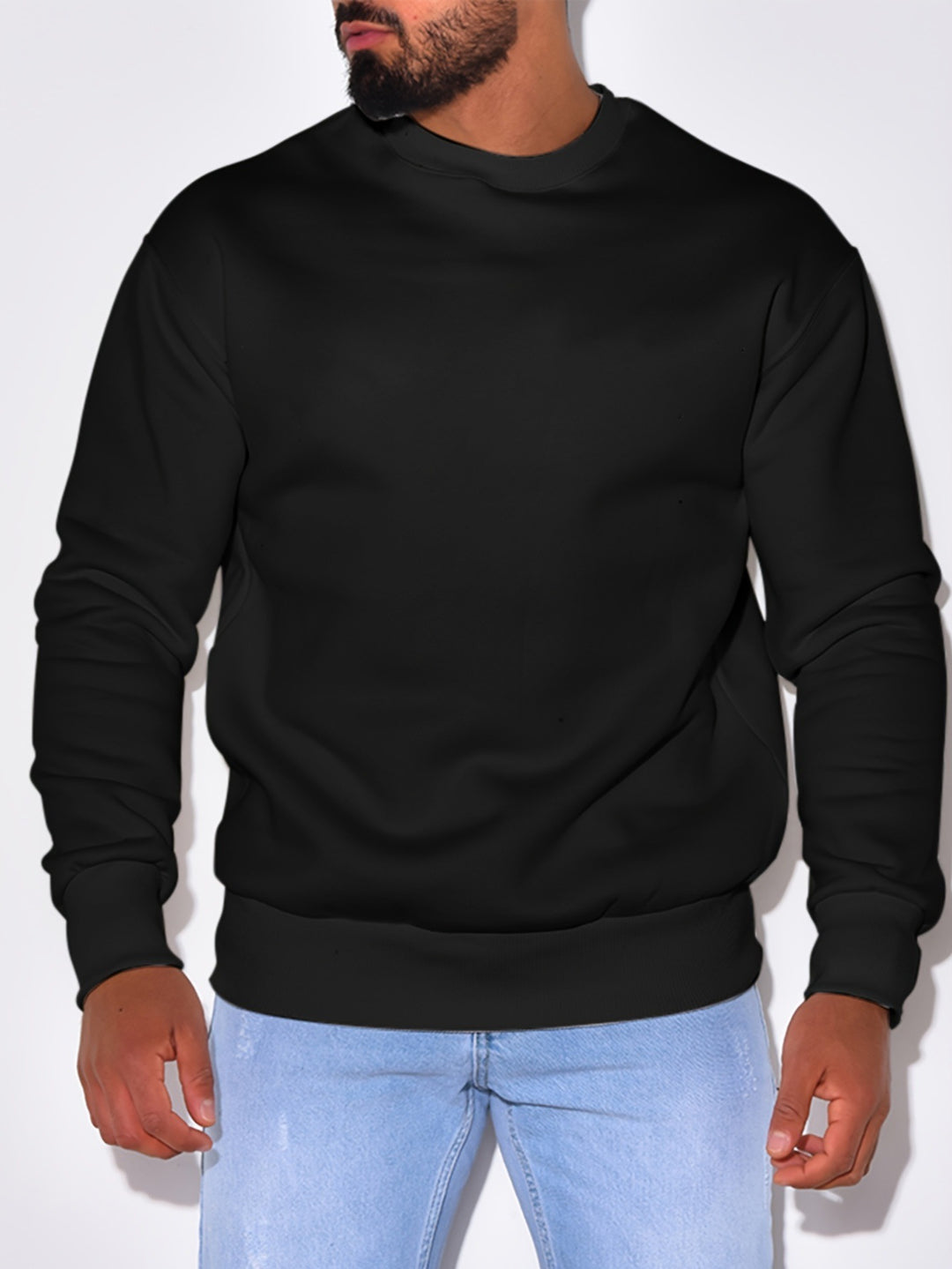 Herren Lässiges Rundhals-Sweatshirt mit Rippbündchen Drune