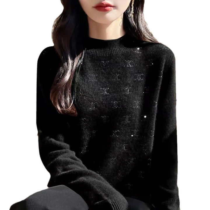 Damen Luxe Strickpullover mit feinem Glitzerdesign und Rundhalsausschnitt Drune