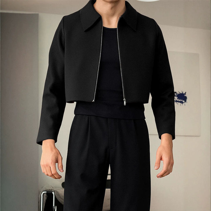 Damen Cropped Jacke mit Hemdkragen und durchgehendem Reißverschluss Drune