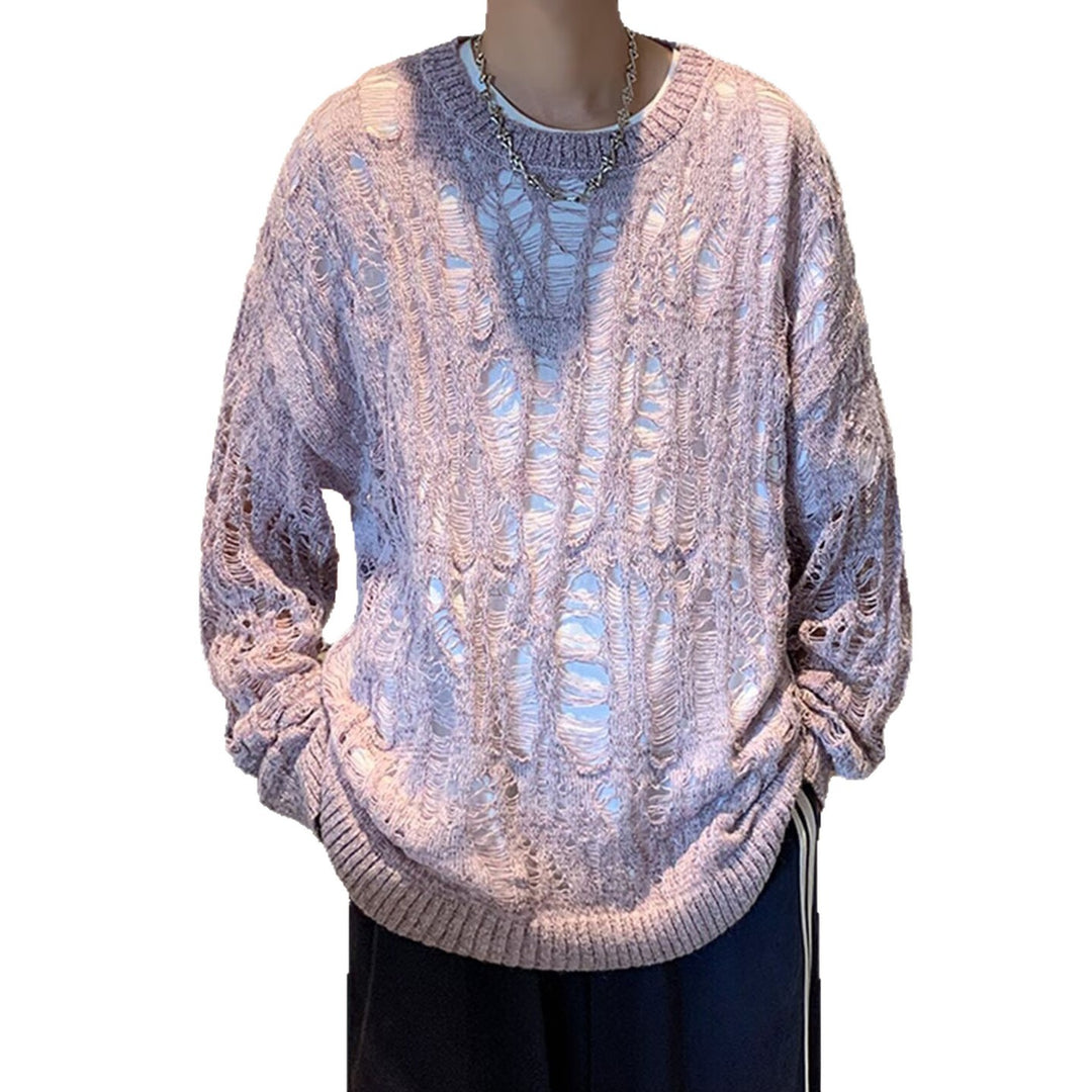 Herren Lässiger Strickpullover mit Lochmuster Drune