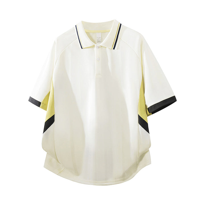 Unisex Boxy Oversize Polo-Shirt aus technischem Funktionsjersey mit Kontrastpaneelen und Raglanärmeln Drune