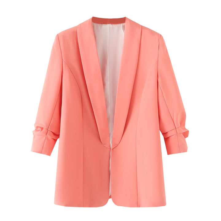 Damen nan langer unstrukturierter Blazer mit Schalkragen und krempelbaren Ärmeln Drune