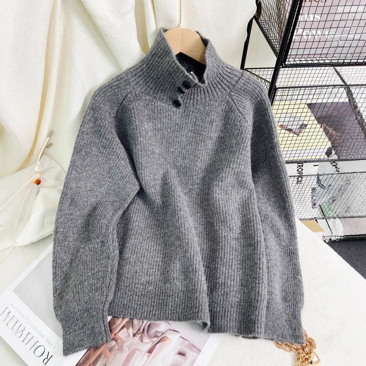 Damen warmer Rollkragenpullover aus weichem Strickmaterial Drune