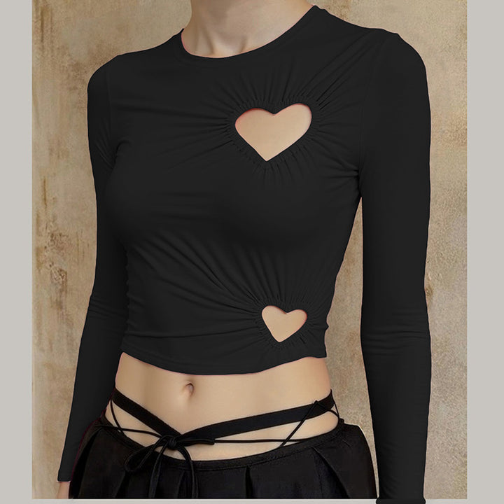 Damen Crop-Top mit herzförmigen Cut-outs und modischem Raffungselement Drune