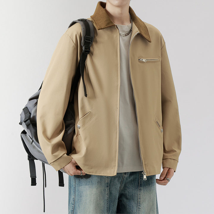 Herren Modische Übergangsjacke mit Cordkragen Drune