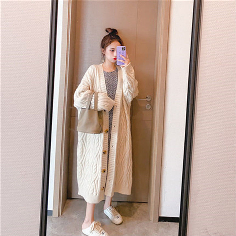 Damen Grobstrick-Cardigan mit XL-Knopfverzierung und lässiger Oversized-Passform Drune