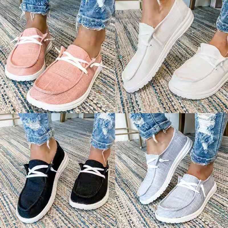 Damen nan Segeltuch-Mokassin-Sneaker mit elastischer Schnürung gepolstertem Komfortfußbett und profilierter Gummisohle Drune
