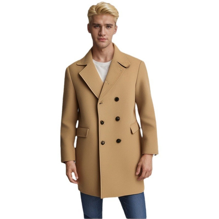 Herren eleganter Doppelreiher-Mantel aus weichem Material Drune