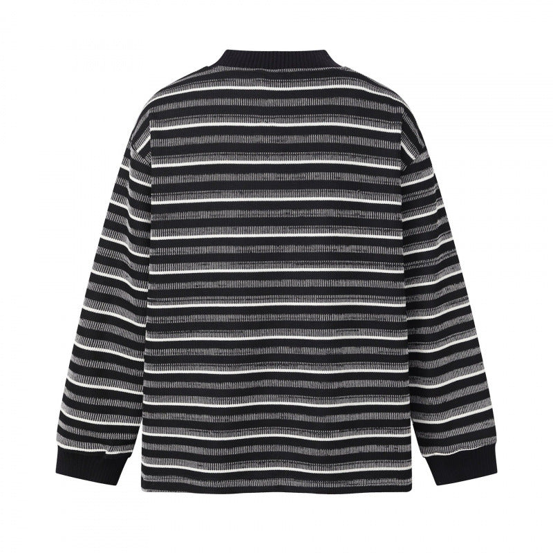 Unisex Feinstrickpullover im Boxy-Schnitt mit Rundhals und maritimen Streifen Drune