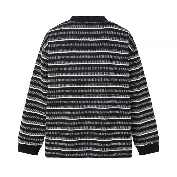 Unisex Feinstrickpullover im Boxy-Schnitt mit Rundhals und maritimen Streifen Drune