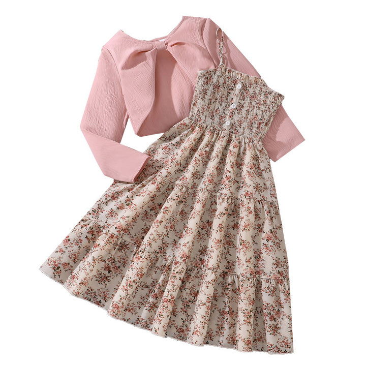 Mädchen Midi-Kleid mit schickem Rüschensaum und modischem Oberteil Drune