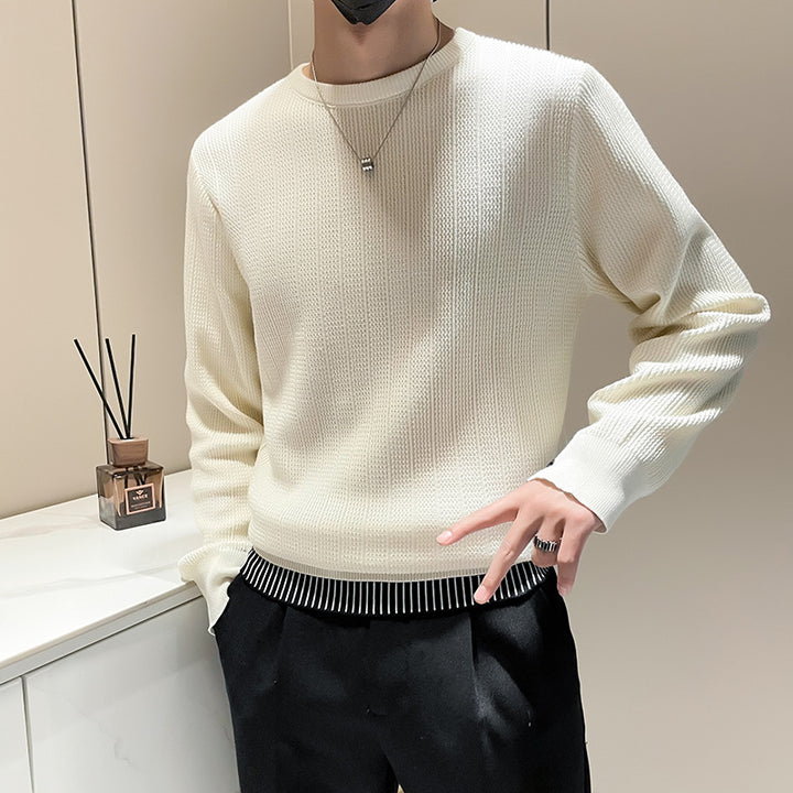 Herren Feinstrick-Pullover mit dezenter Rippenstruktur und kontrastiertem Saum Drune