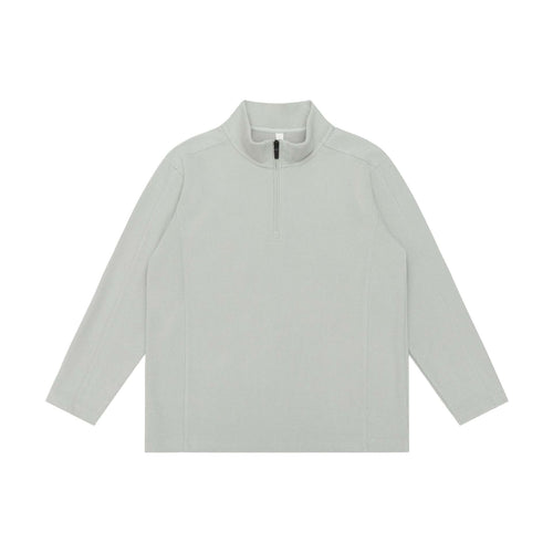 Unisex Waffelstruktur-Halbzippullover mit Troyerkragen und Relaxed‑Fit Drune
