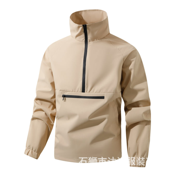 Herren Wind- und Wasserabweisende Anorak-Pulloverjacke mit Halbreißverschluss und Kängurutasche Drune