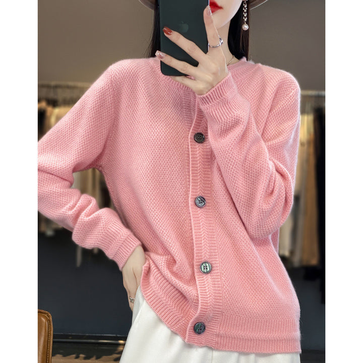 Damen Strukturierter Feinstrick-Cardigan mit kaschmirähnlicher Haptik, durchgehender Knopfleiste und kastiger Oversize‑Passform Drune