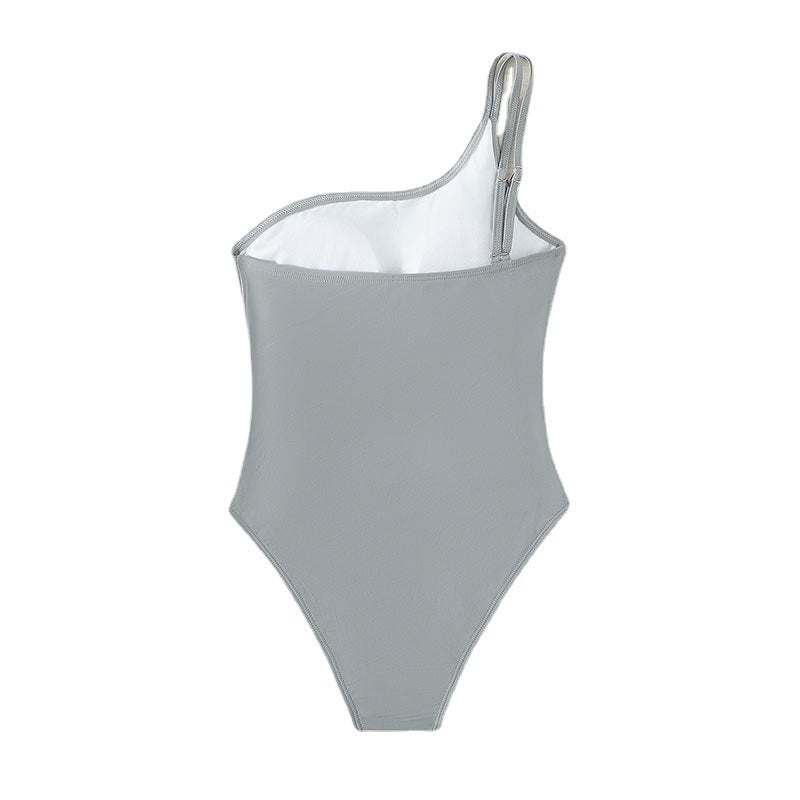 Damen asymmetrischer Cut-Out Einteiler Badeanzug Drune