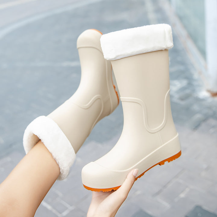 Damen Mittelhohe wasserdichte Gummistiefel mit griffiger Profillaufsohle Drune