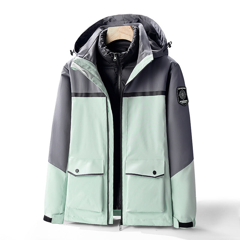 Herren Zweilagiger Wetterparka mit herausnehmbarer Isolations-Innenjacke und Utility-Taschen Drune