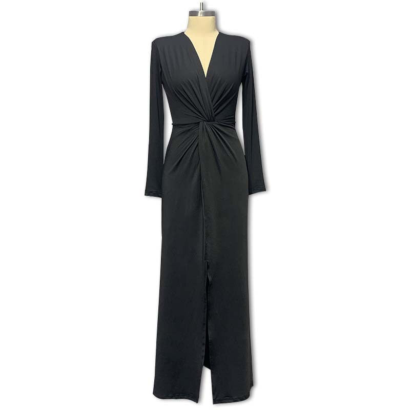 Damen Elegantes Wickelkleid mit tiefem V-Ausschnitt und schmalem Schnitt Drune