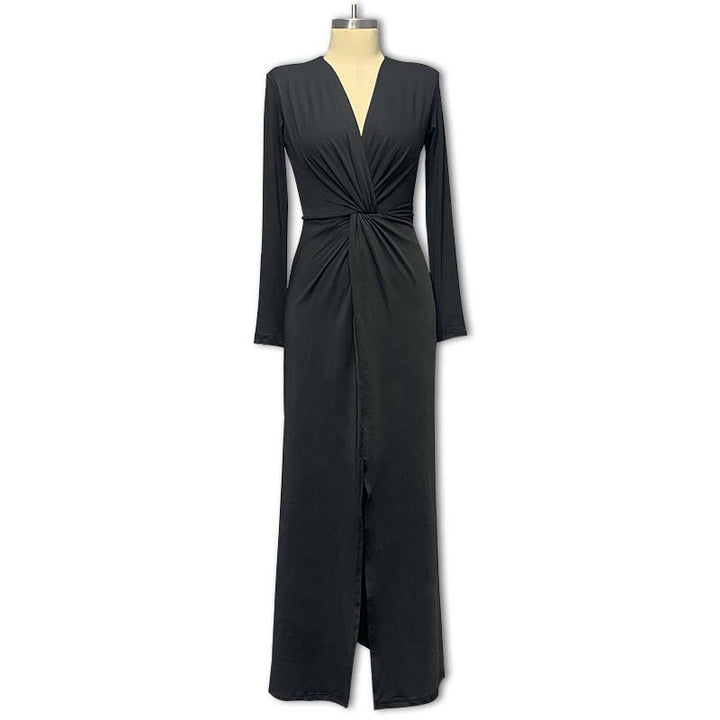 Damen Elegantes Wickelkleid mit tiefem V-Ausschnitt und schmalem Schnitt Drune