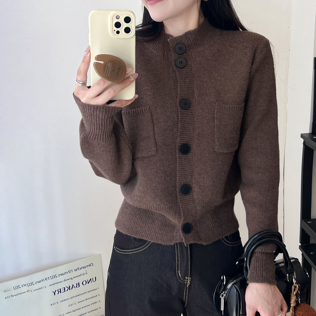 Damen Strickjacke mit praktischen Taschen und Knopfverschluss Drune