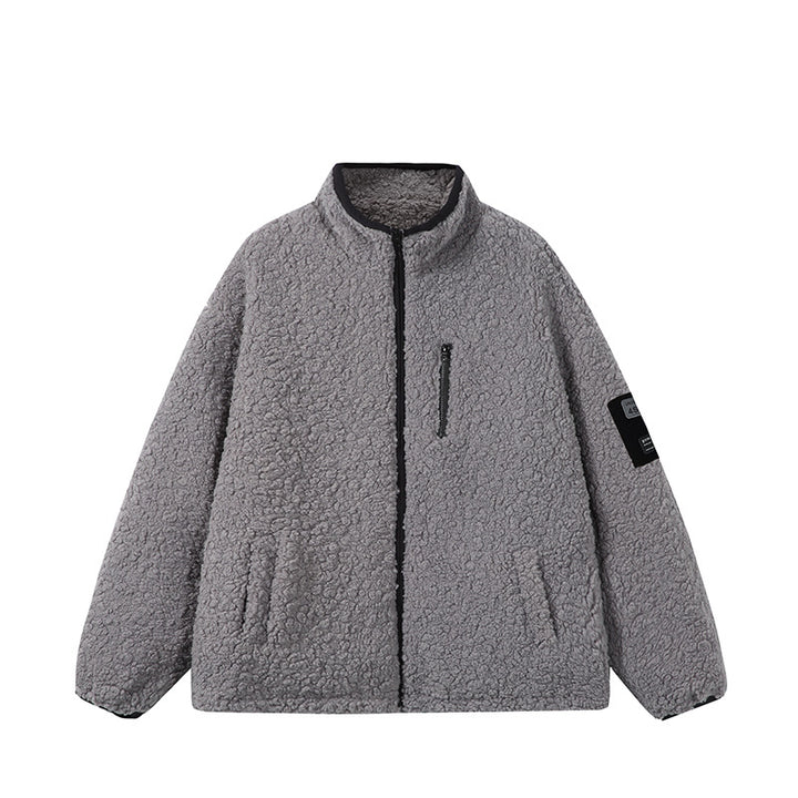 Unisex Teddy‑Fleece Jacke mit Stehkragen, hoher Wärme und kontrastierender Reißverschluss Drune
