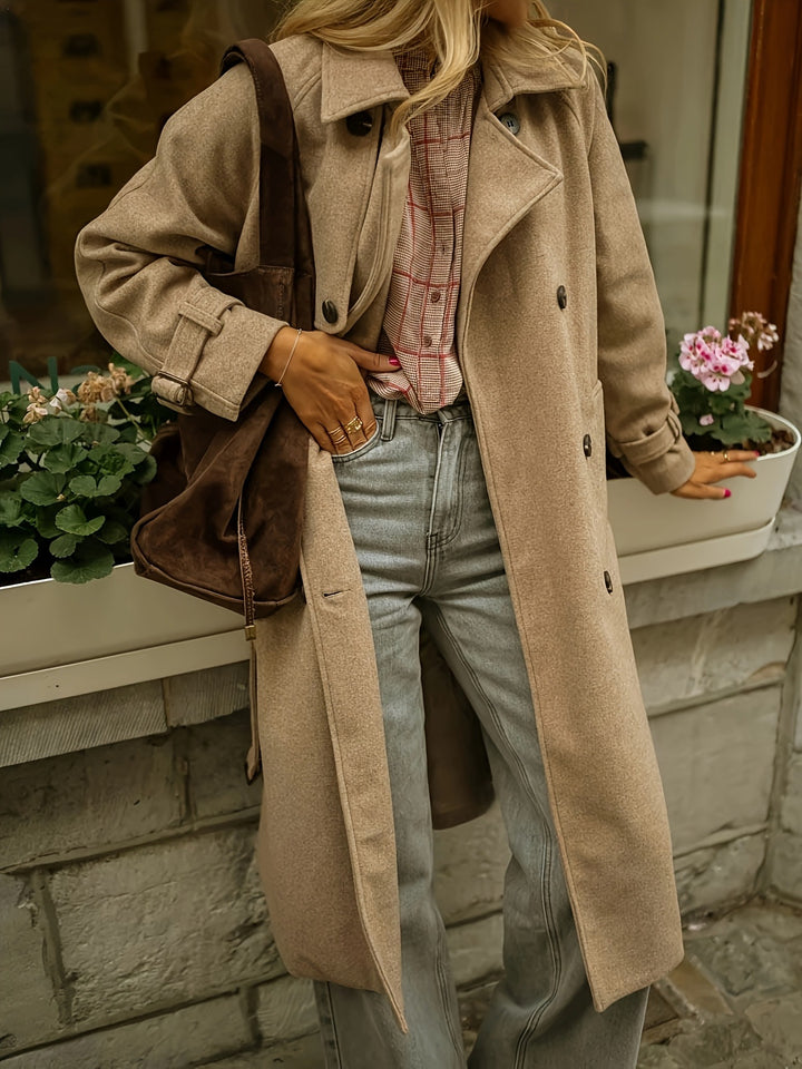 Damen eleganter Wollmantel mit praktischem Gürtel Drune