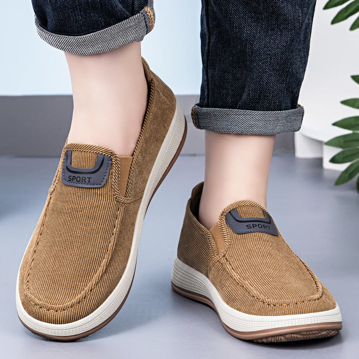 Herren nan Cord-Slipper-Sneaker mit elastischem Einstieg, gepolsterter Innensohle und griffiger Gummilaufsohle Drune