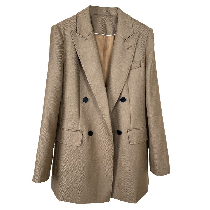 Damen Taillierter Longline-Blazer mit doppelreihiger Knopfleiste und Pattentaschen Drune